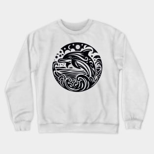 Majestic Ocean Waves Dolphin Leap Silhouette Crewneck Sweatshirt